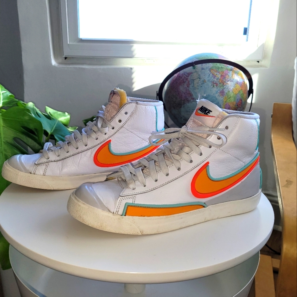 Nike Blazer Mid 77 Infinite White Kumquat Aurora Green DA7233-100 Mens 8.5